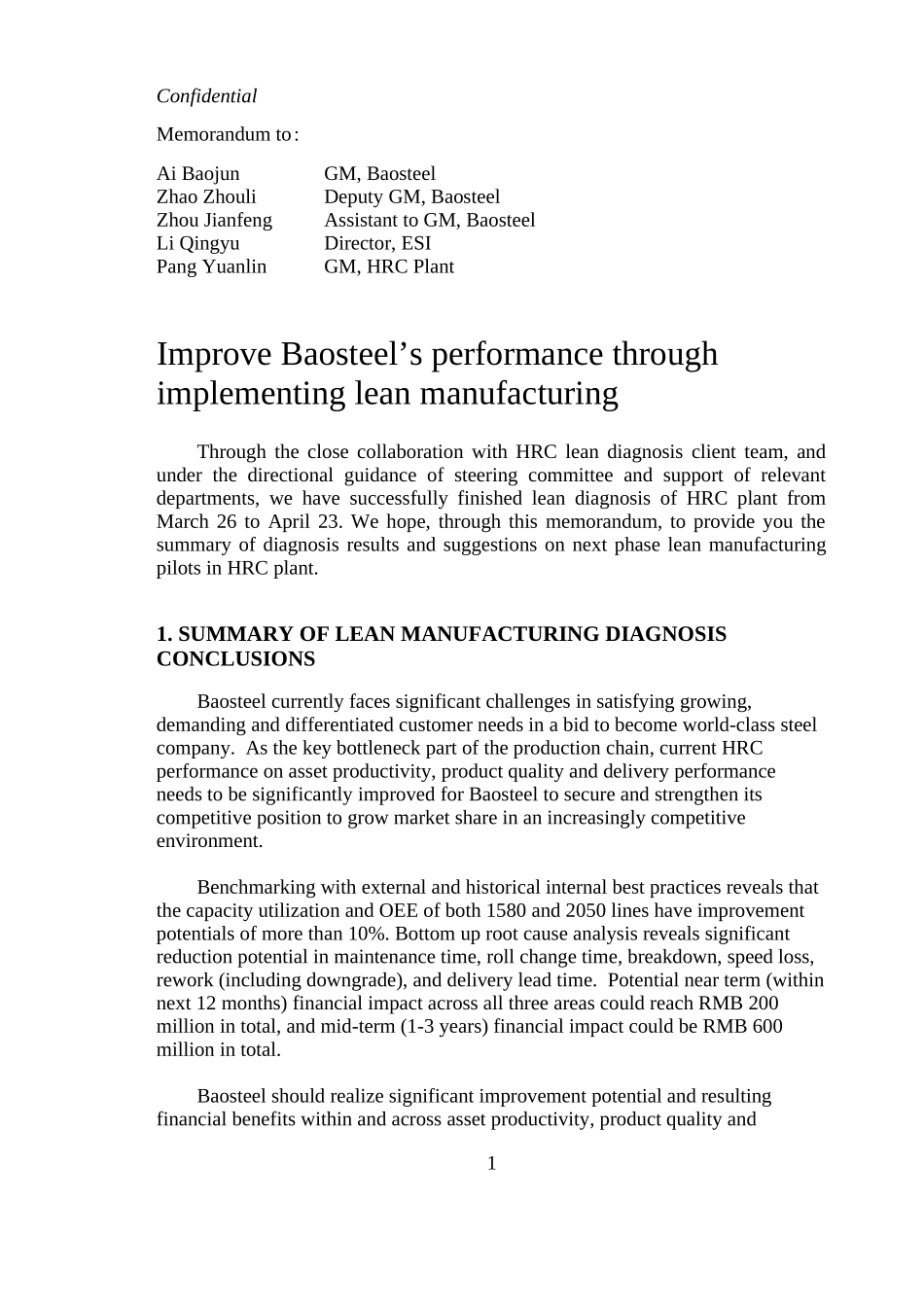 Improve Baosteel’s performance through implementing lean manufacturing.doc_第1页