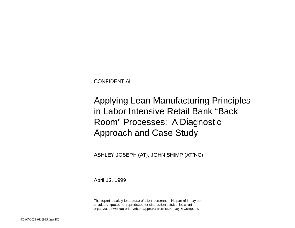 Applying Lean Manufacturing Principles in Labor Intensive Retail Bank.ppt_第1页