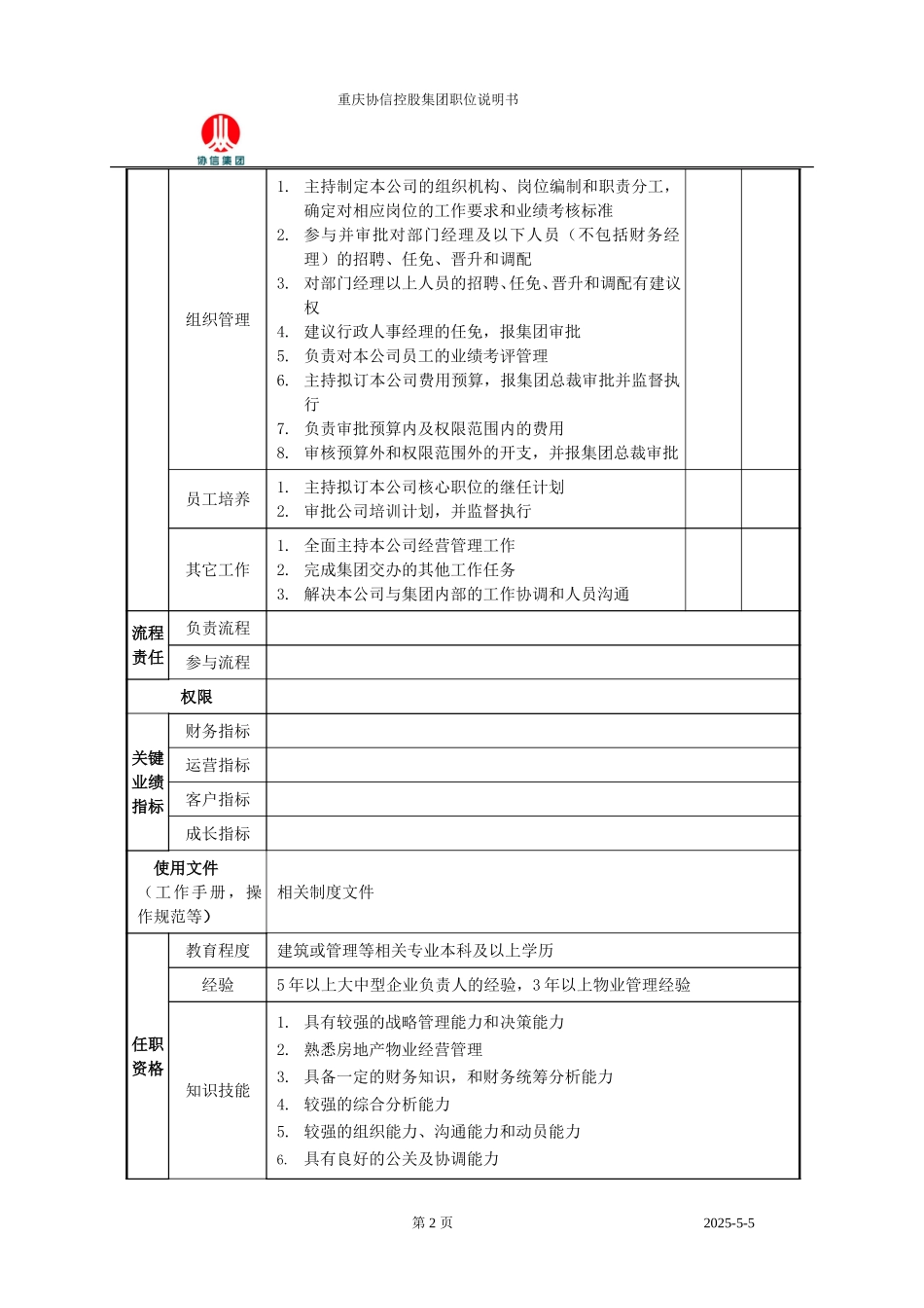 天骄物业总经理职位说明书.doc_第2页