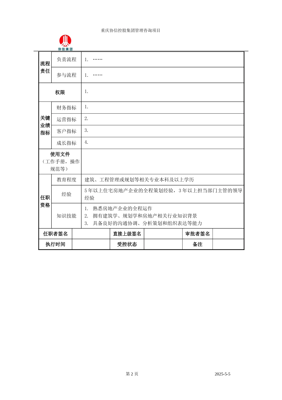 住宅总策划师职位说明书.doc_第2页