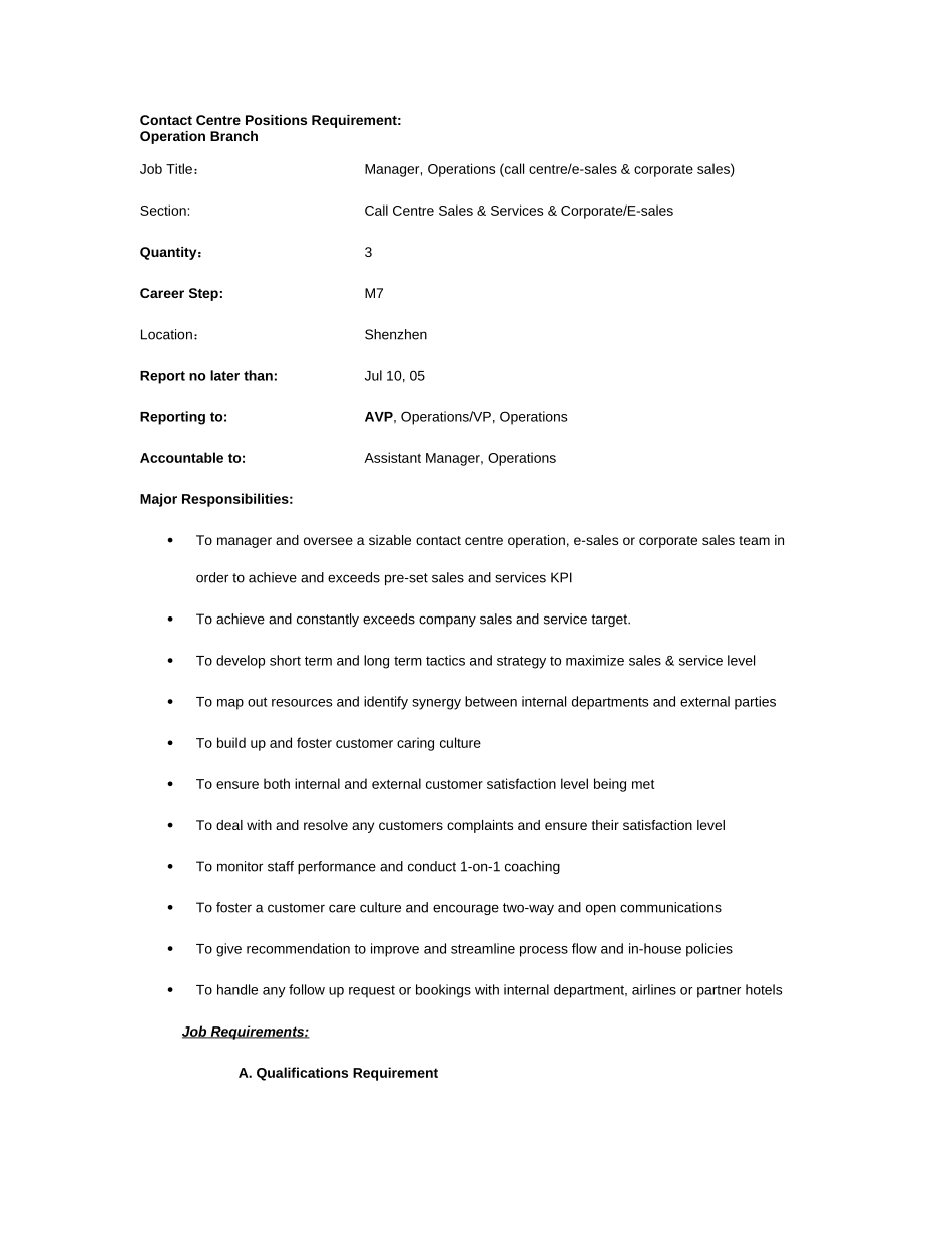 Contact Centre Positions Requirement_M(Ops).doc_第1页