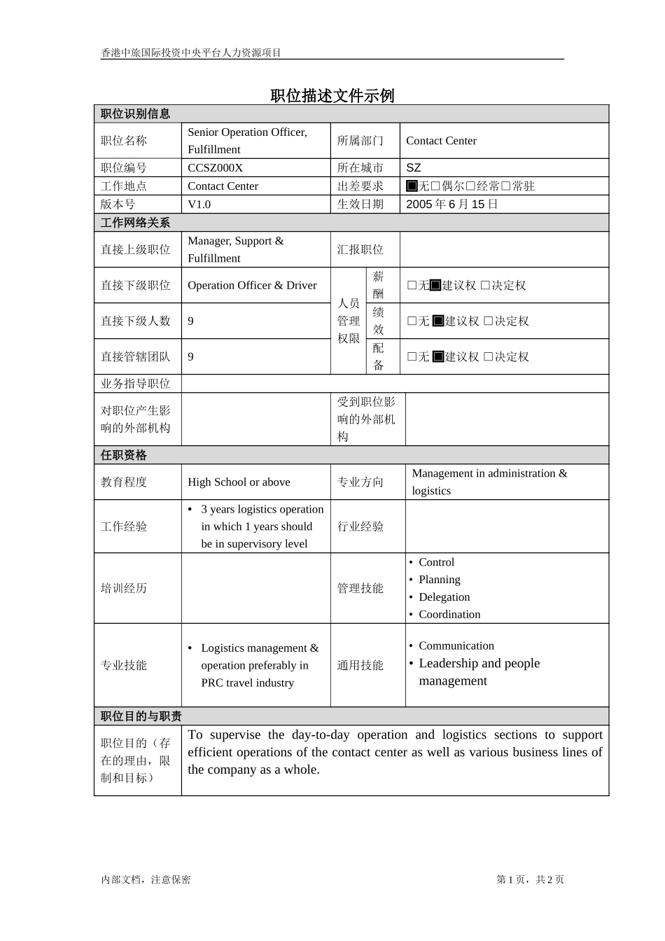 Contact Centre Position Requirement_SOO.doc_第1页