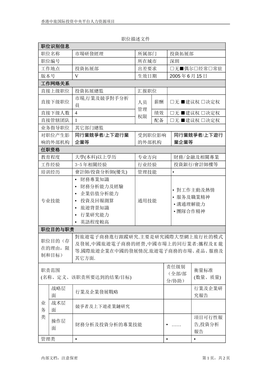 招聘职位说明-研發經理.doc_第1页