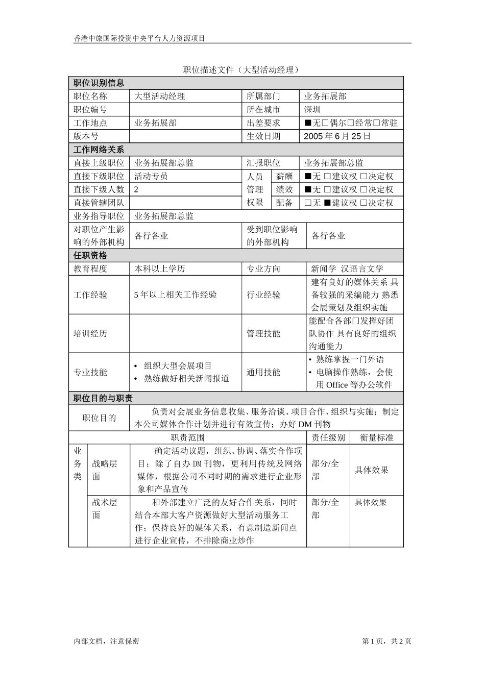 职位描述－大型活动经理.doc_第1页