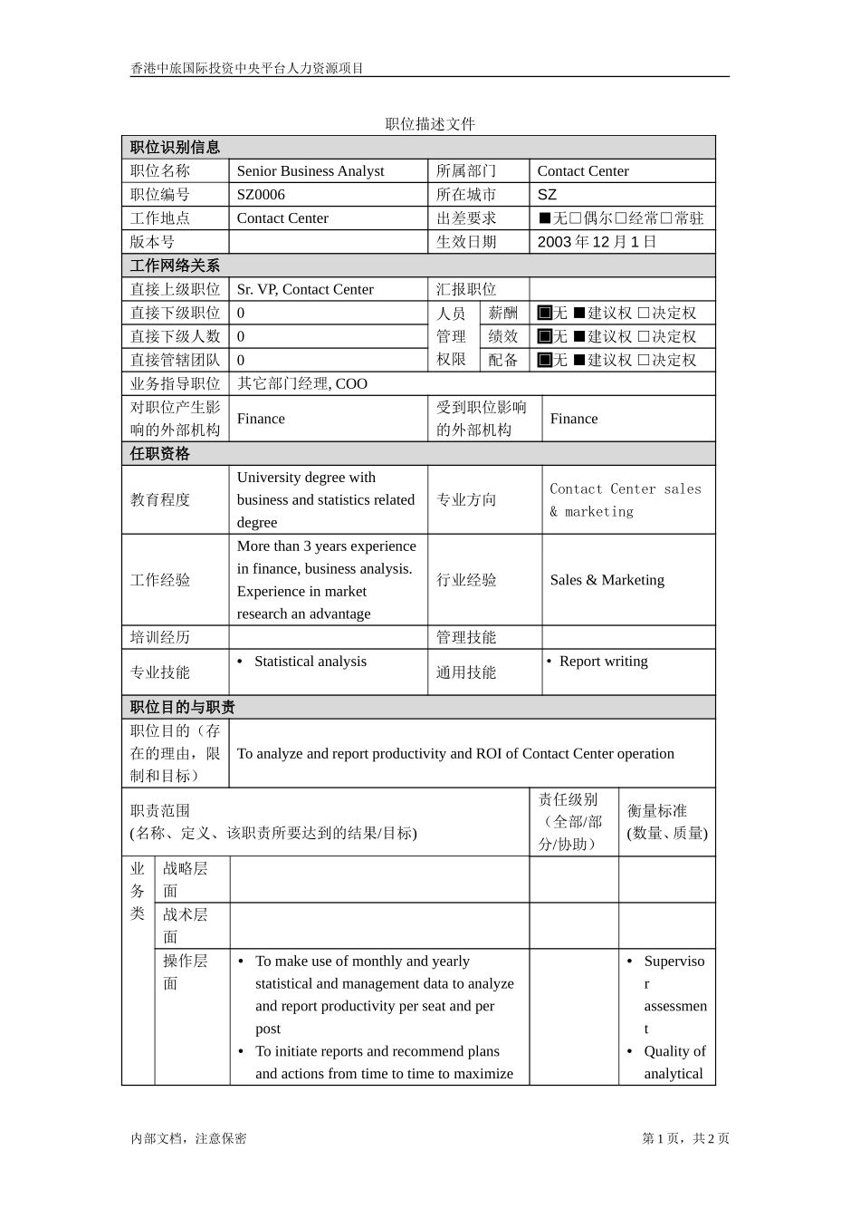 职位描述-高级分析师.doc_第1页