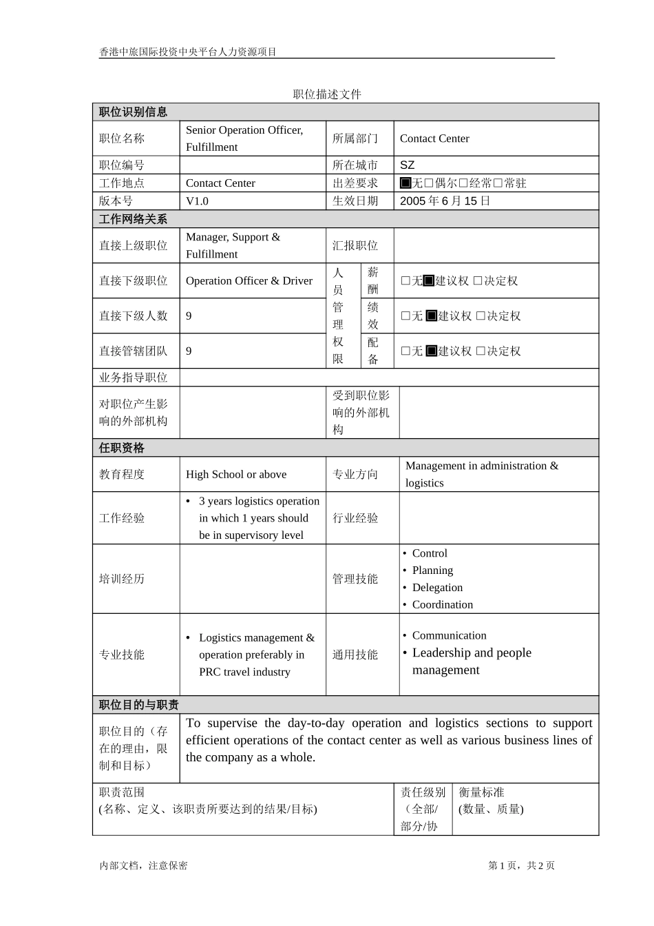 职位描述-高级票务操作员.doc_第1页