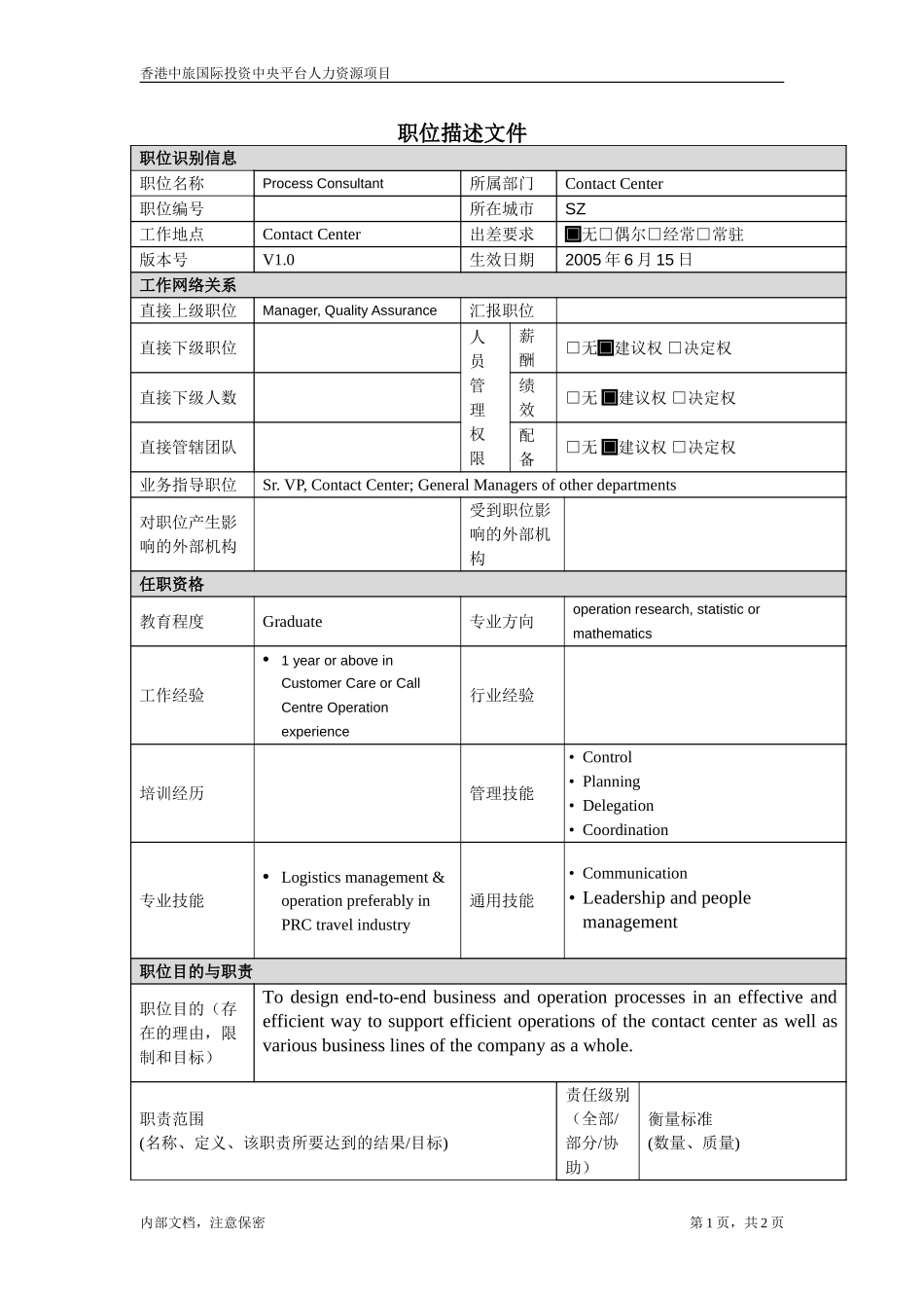 职位描述-流程改进顾问.doc_第1页