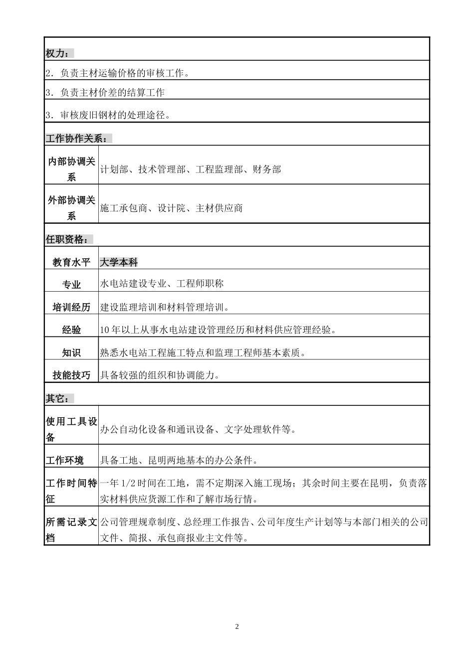 职务说明书(材料主管).doc_第2页