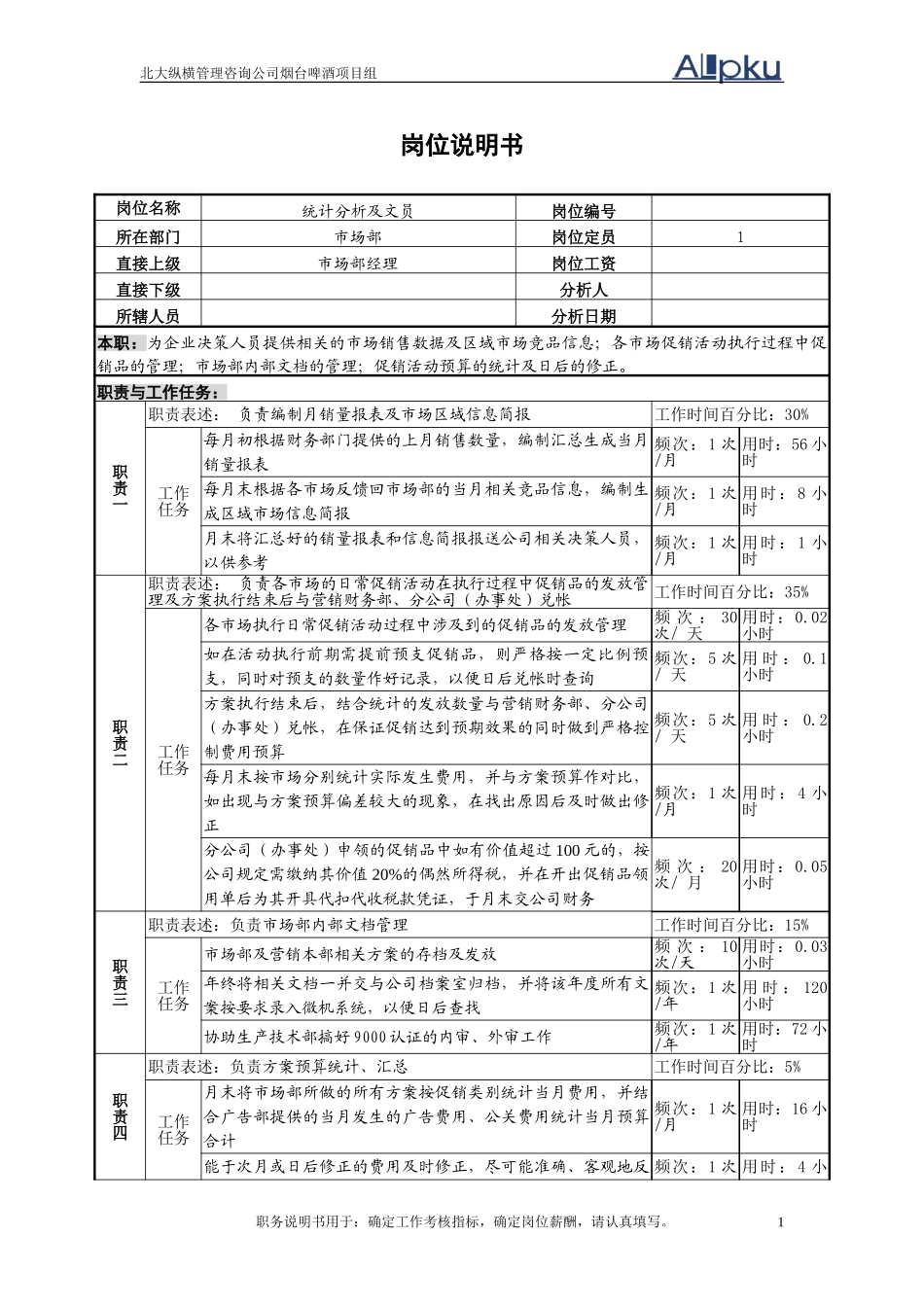 统计分析及文员岗位说明书.doc_第1页
