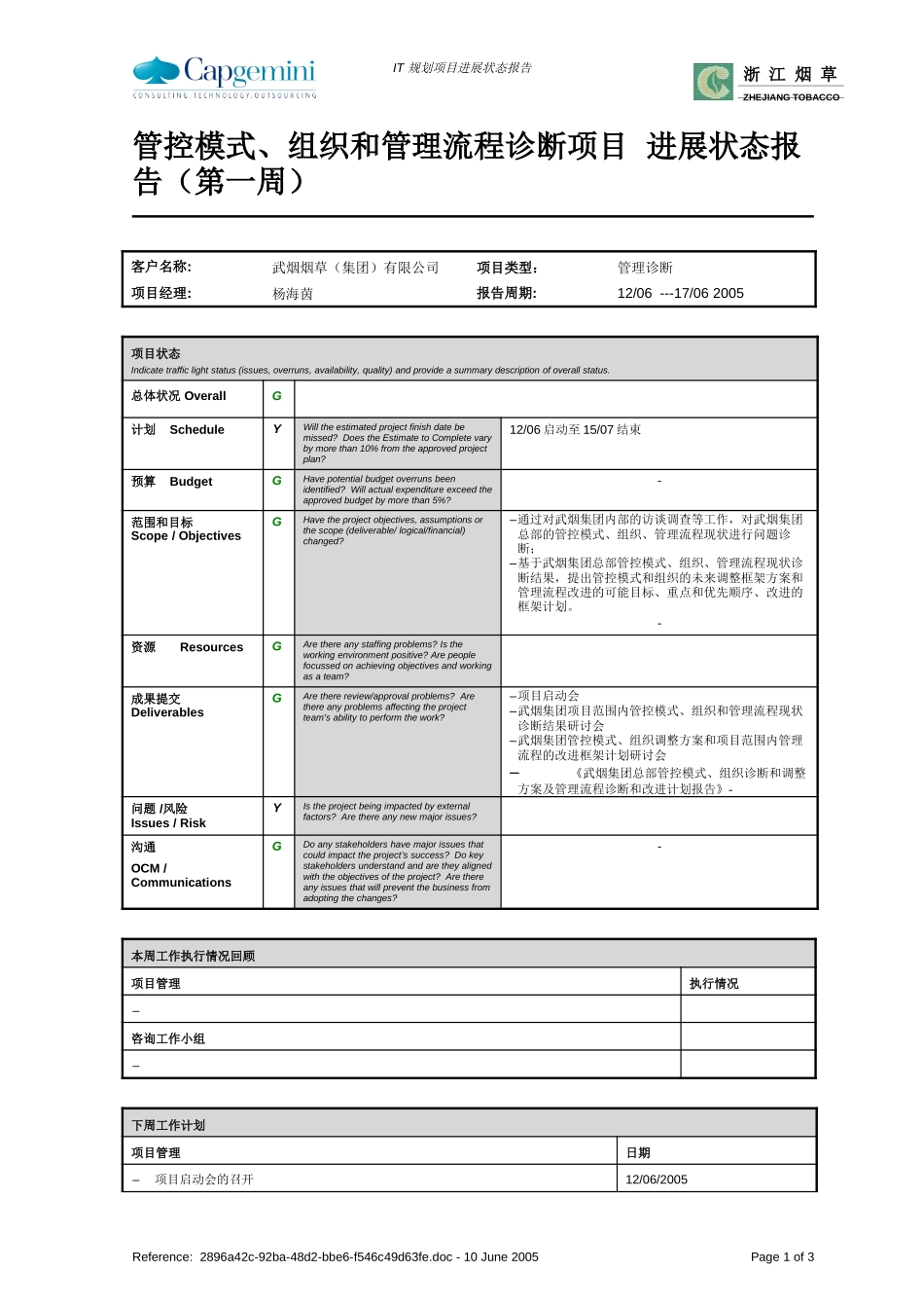武烟集团管理诊断项目进展报告_050610.doc_第1页