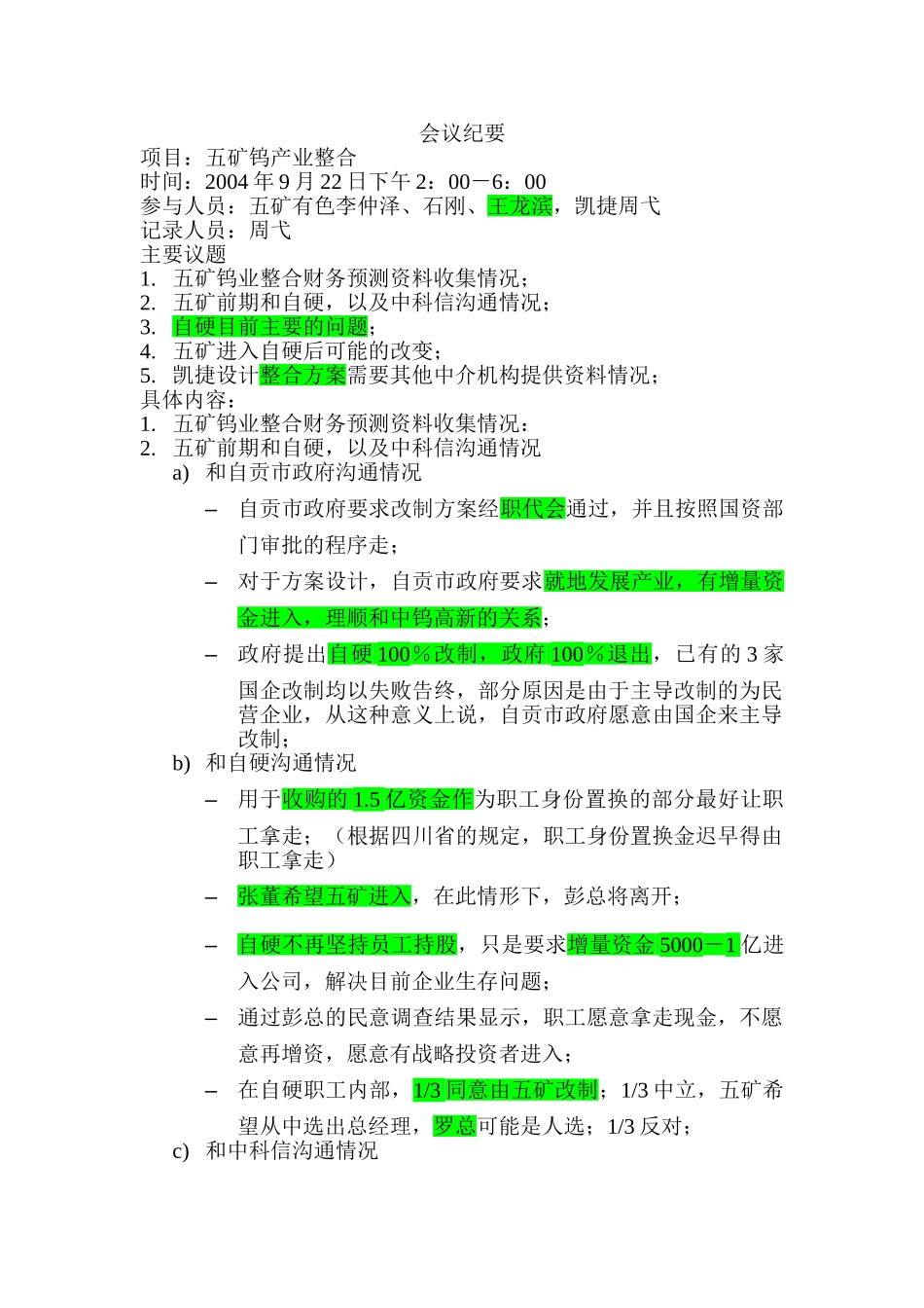 自硬会议纪要 040924.doc_第1页