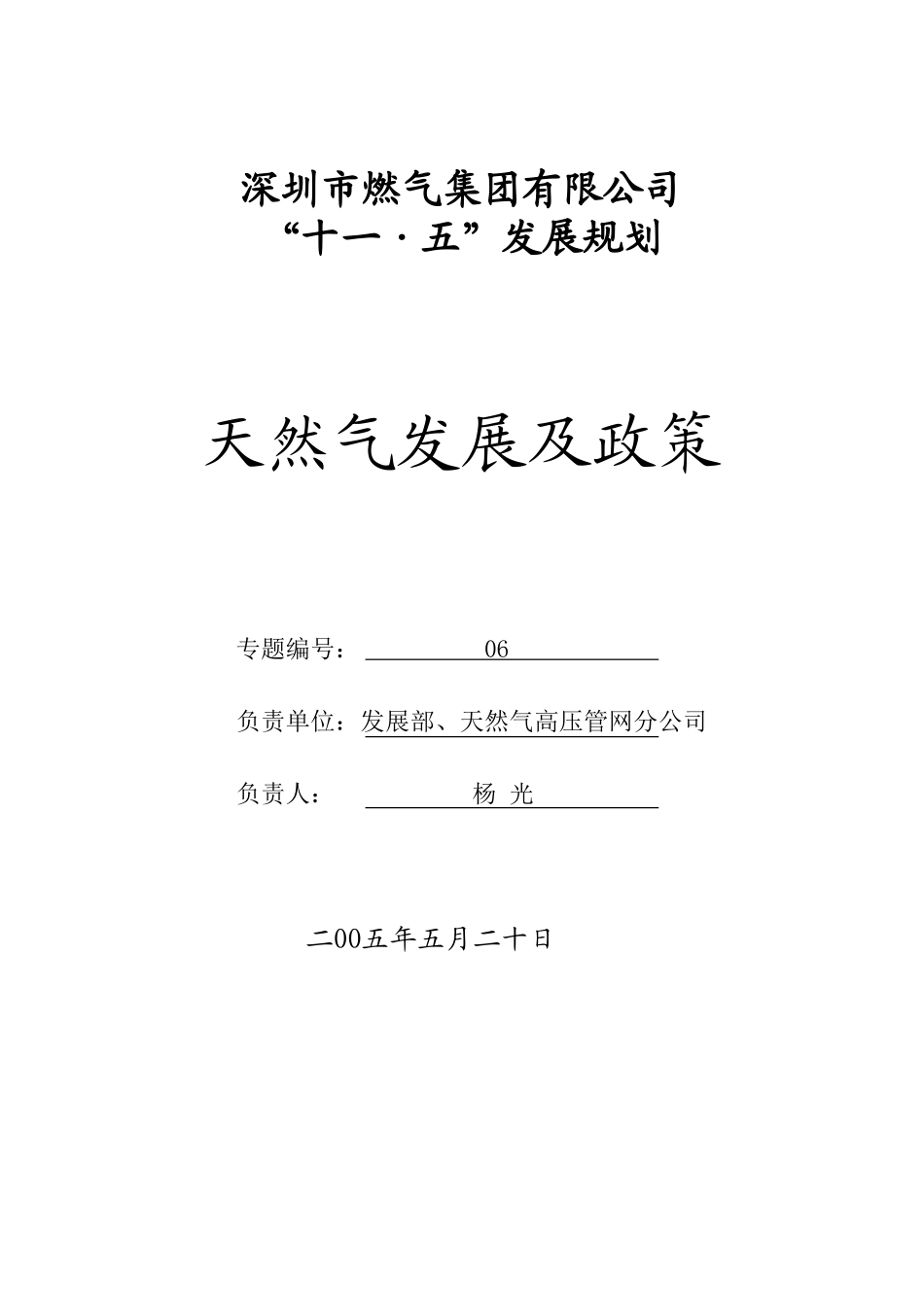 06天然气发展及政策研究专题.doc_第1页