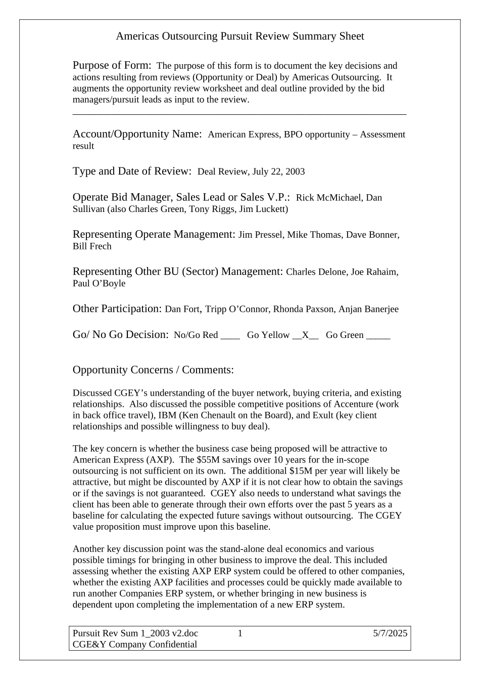 Pursuit Deal Rev Sum AXP BPO 22_Jul_2003.FNL.doc_第1页