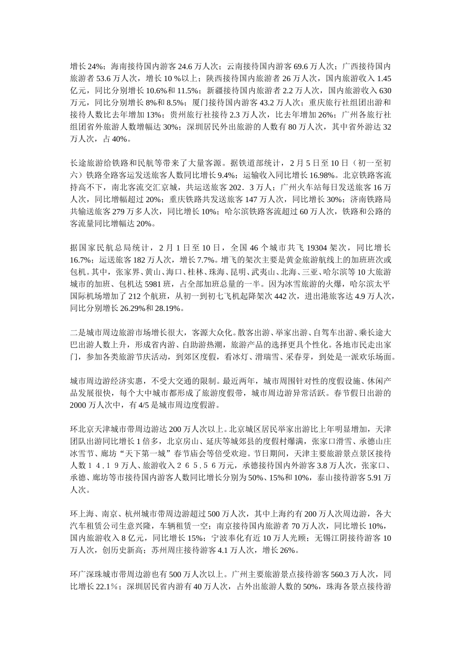 2000年全国春节旅游市场专题调研报告.doc_第3页