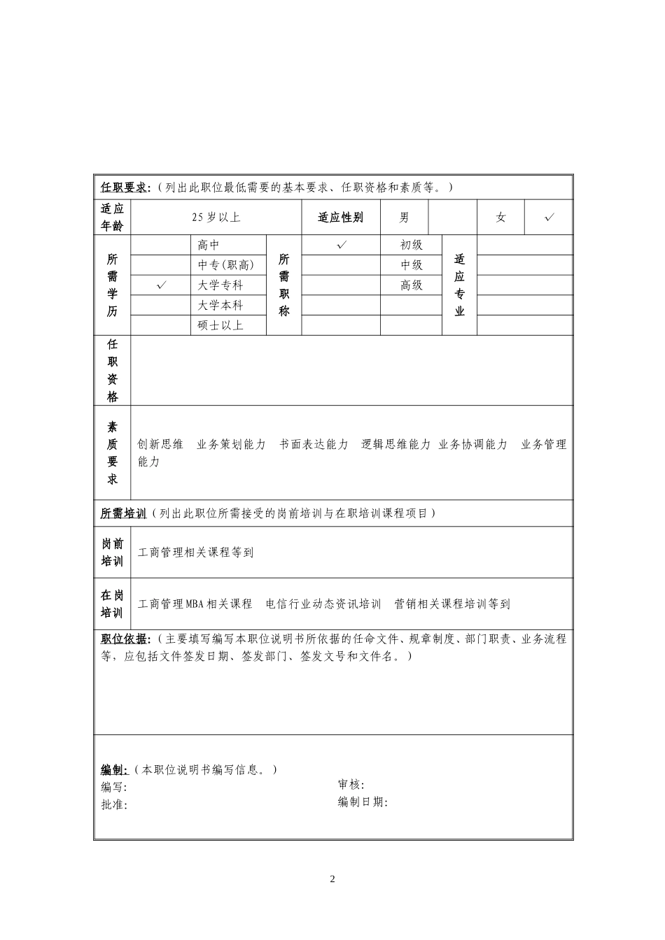 定岗定编与职位说明书-综合市场部 (4).doc_第2页