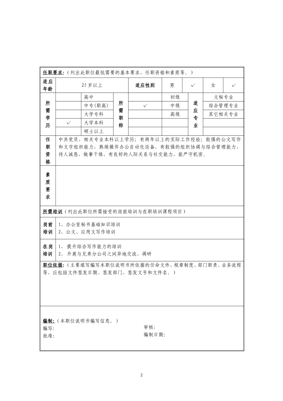 定岗定编与职位说明书-综合部 (5).doc_第2页