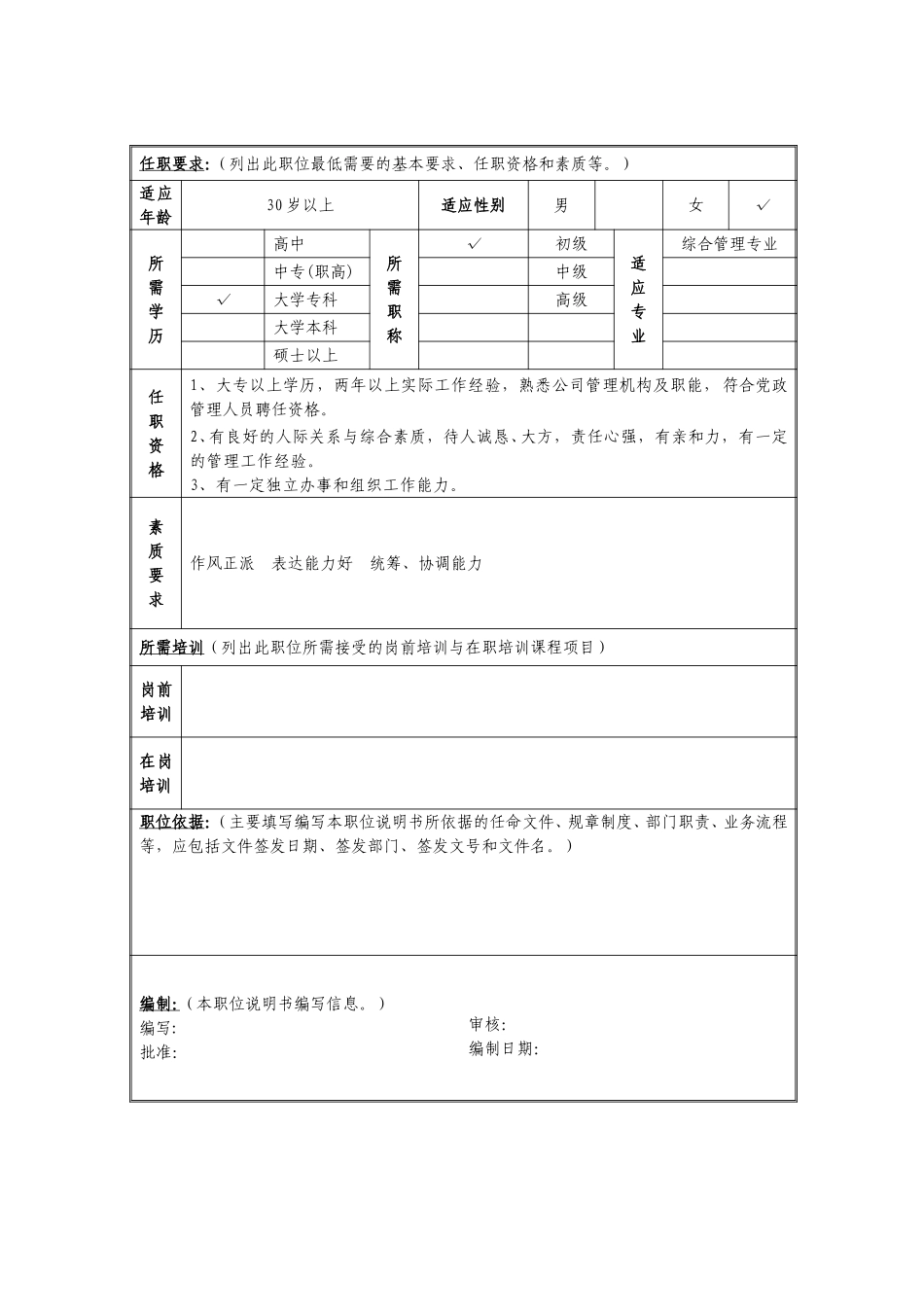 定岗定编与职位说明书-综合部 (6).doc_第2页