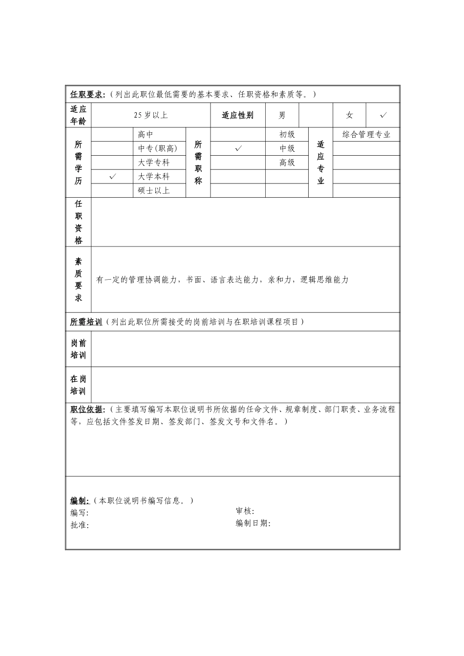 定岗定编与职位说明书-综合部 (8).doc_第2页