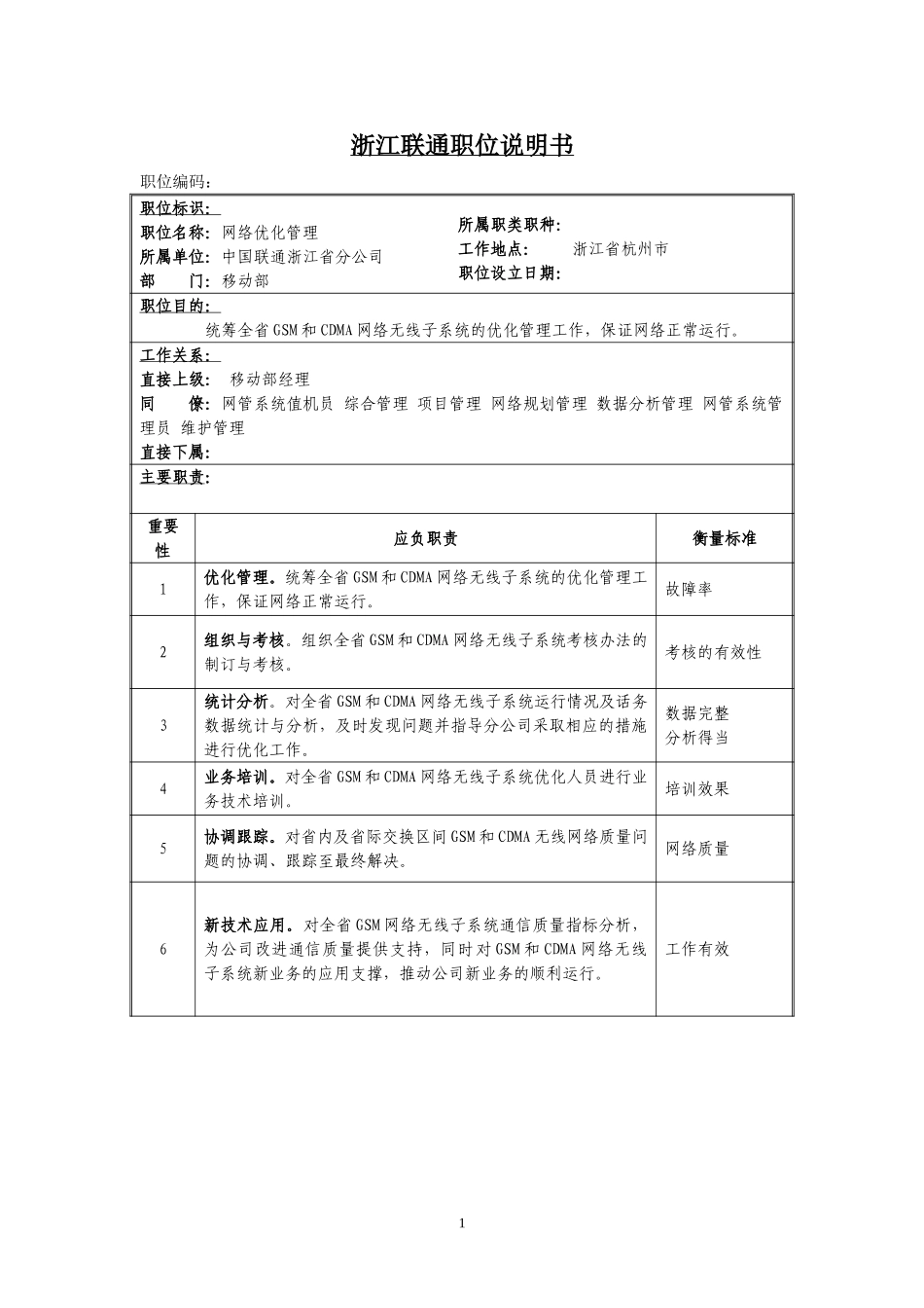 定岗定编与职位说明书-移动部 (5).doc_第1页