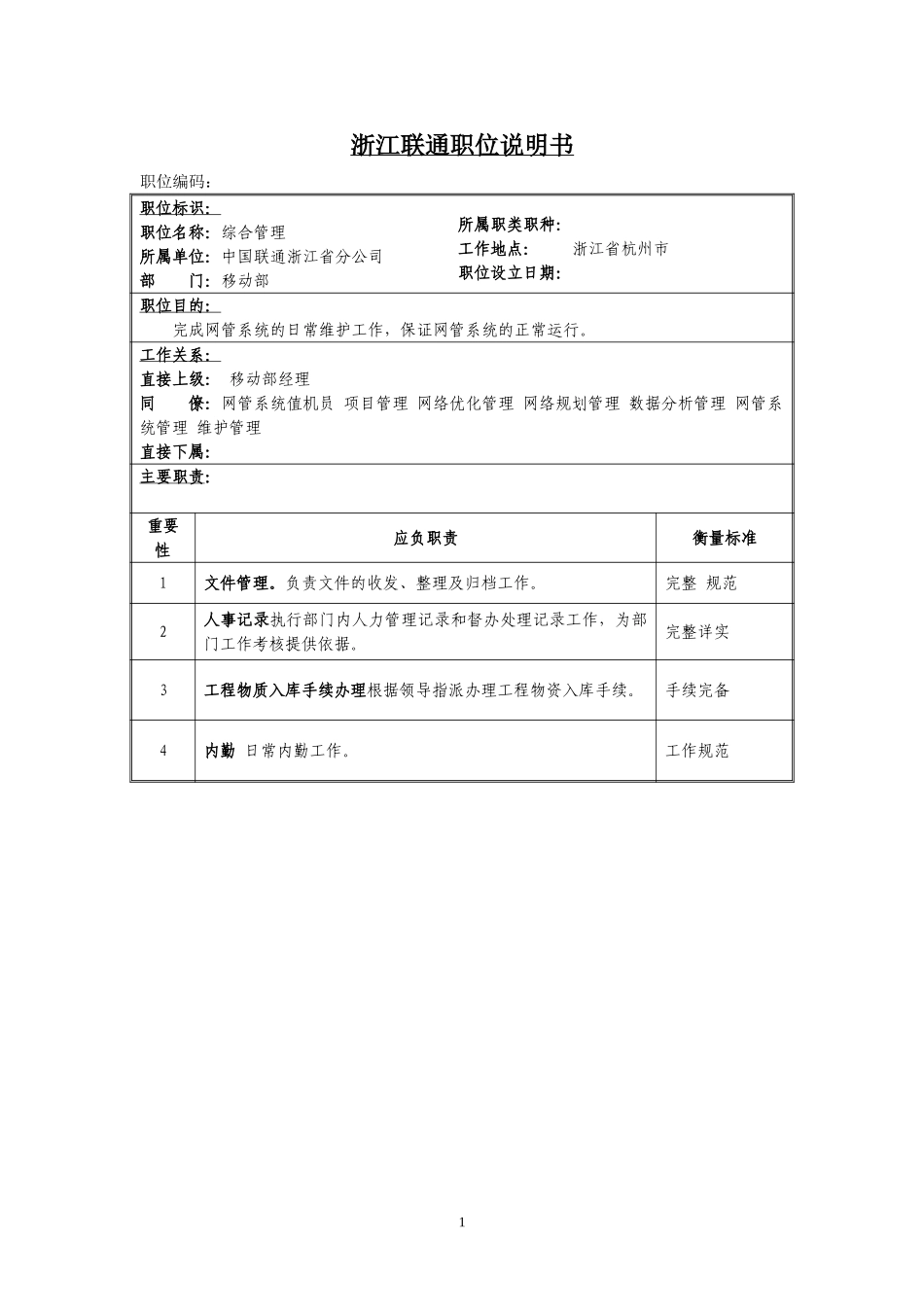 定岗定编与职位说明书-移动部 (8).doc_第1页