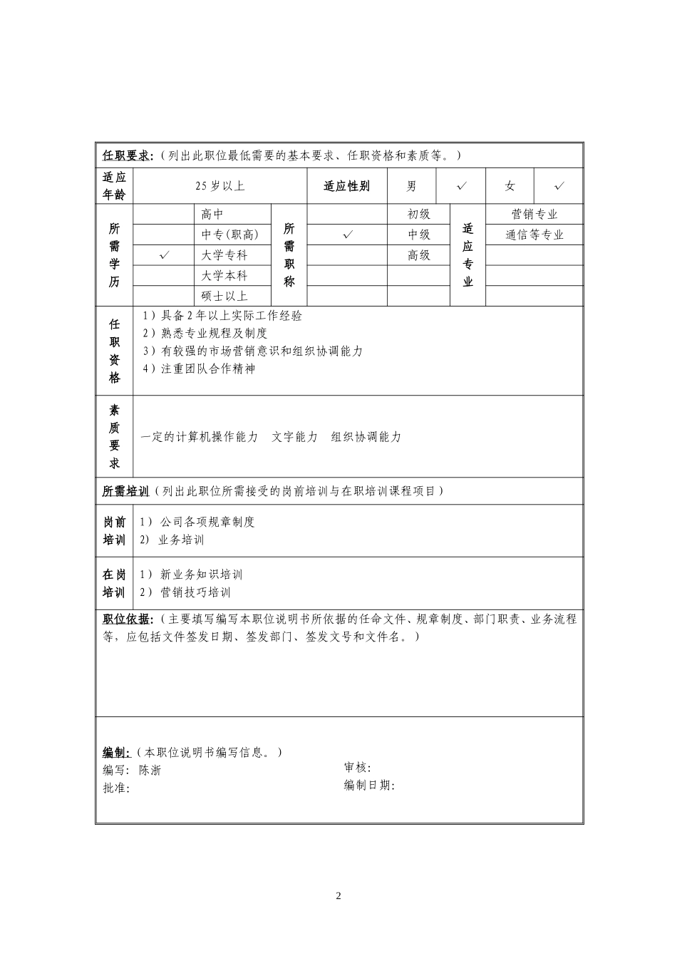 定岗定编与职位说明书-客服部 (6).doc_第2页