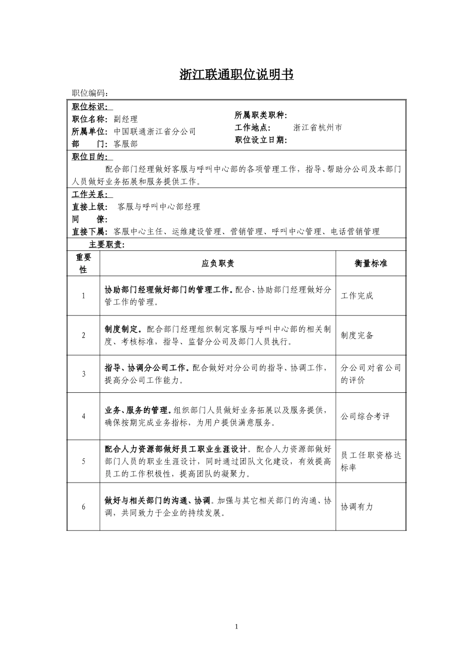 定岗定编与职位说明书-客服部 (9).doc_第1页