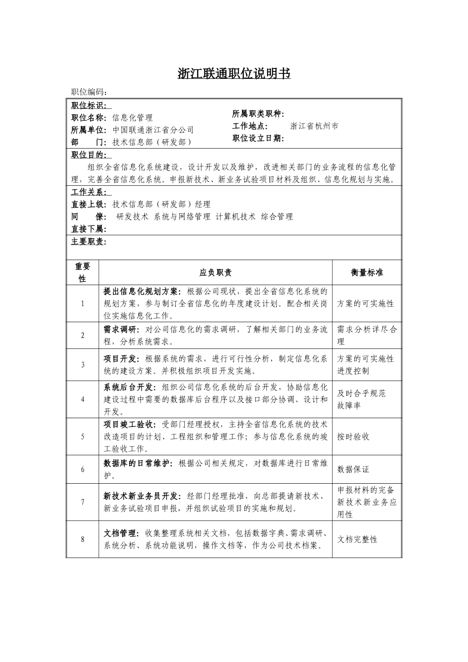 定岗定编与职位说明书-信息技术部 (4).doc_第1页