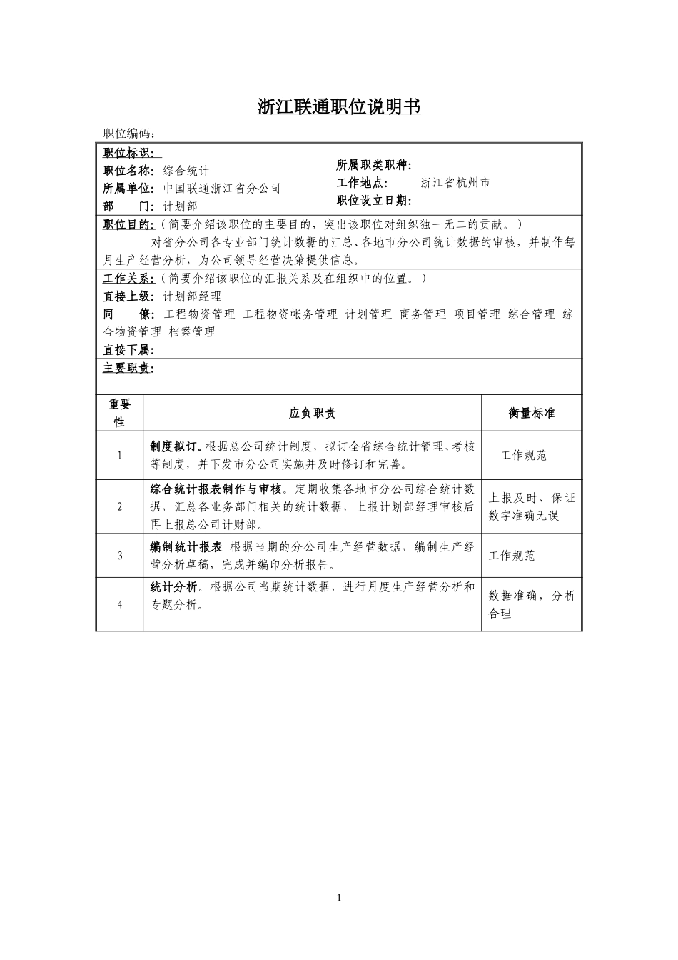 定岗定编与职位说明书-计划部 (6).doc_第1页