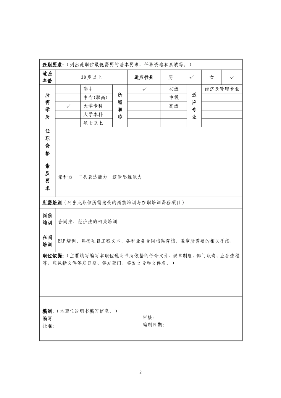 定岗定编与职位说明书-计划部 (8).doc_第2页