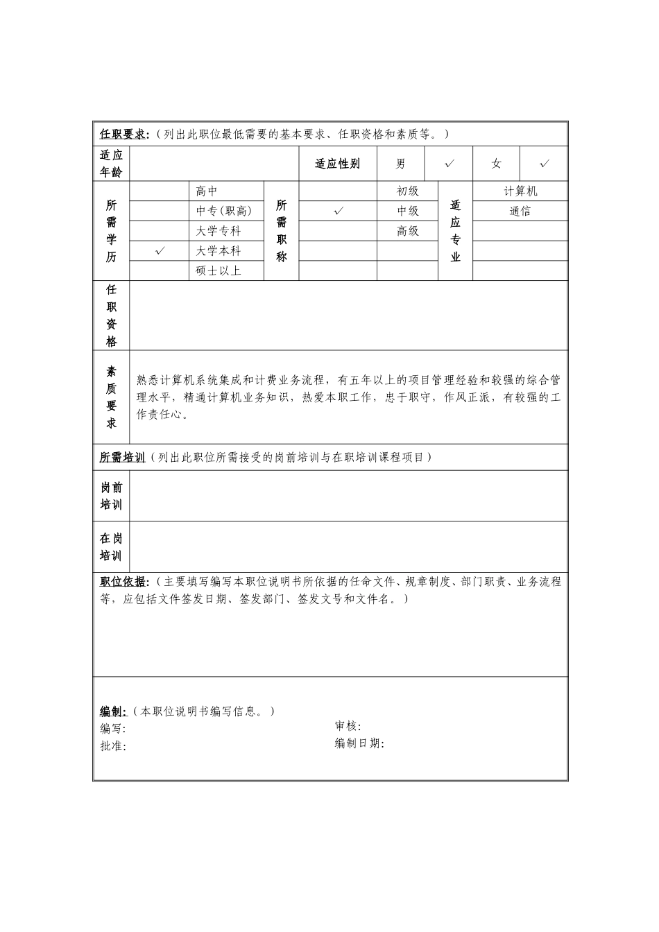 定岗定编与职位说明书-计费计算与信息系统部 (3).doc_第2页