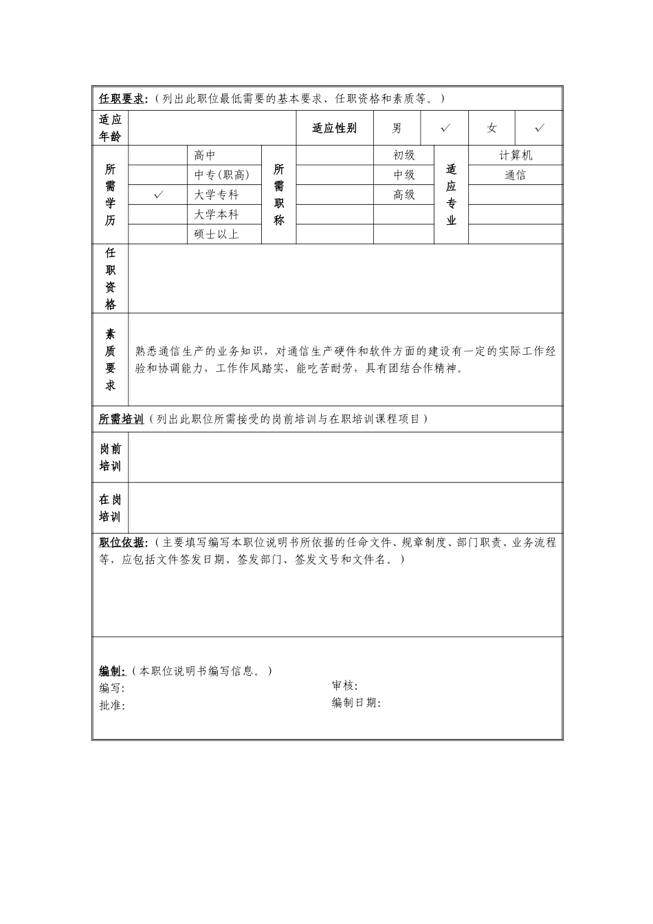 定岗定编与职位说明书-计费计算与信息系统部 (4).doc_第2页