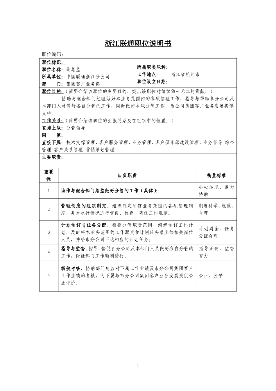 定岗定编与职位说明书-集团客户部 (8).doc_第1页