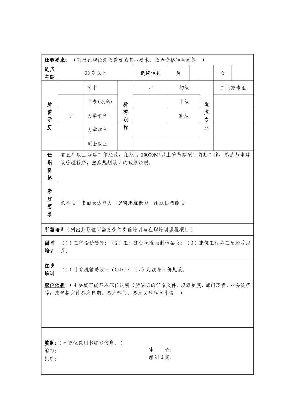 定岗定编与职位说明书-基建办 (1).doc_第2页